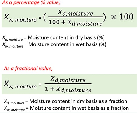 Convert Moisture Content From Dry Basis To Wet Basis In Drying ...